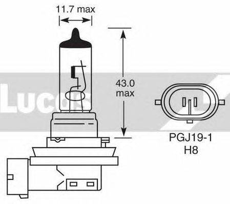 Лампа накаливания, противотуманная фара LUCAS ELECTRICAL LLB708