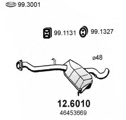 Средний глушитель выхлопных газов ASSO 126010
