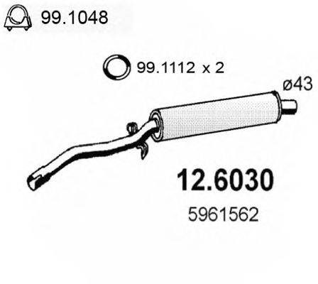 Средний глушитель выхлопных газов ASSO 126030