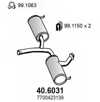 Средний глушитель выхлопных газов ASSO 40.6031
