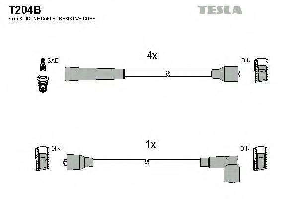 Комплект проводов зажигания TESLA T204B