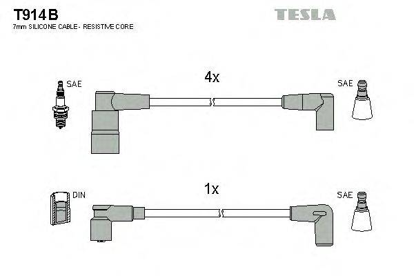 Комплект проводов зажигания TESLA T914B