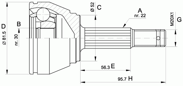Шарнирный комплект, приводной вал OPEN PARTS CVJ5470.10