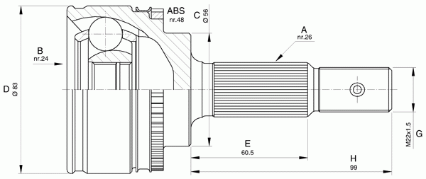 Шарнирный комплект, приводной вал OPEN PARTS CVJ5544.10