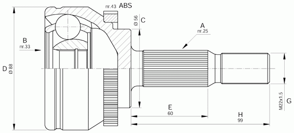 Шарнирный комплект, приводной вал OPEN PARTS CVJ5574.10