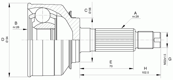 Шарнирный комплект, приводной вал OPEN PARTS CVJ5656.10