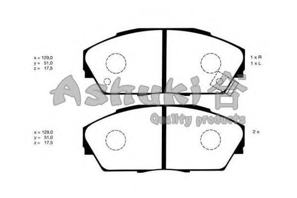 Комплект тормозных колодок, дисковый тормоз ASHUKI H031-01