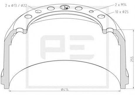 Тормозной барабан PE Automotive 256.019-00A