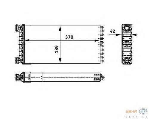 Теплообменник, отопление салона HELLA 8FH 351 312-551