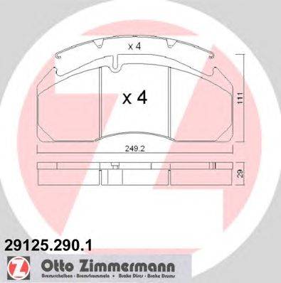 Комплект тормозных колодок, дисковый тормоз ZIMMERMANN 29125.290.1