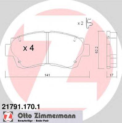 Комплект тормозных колодок, дисковый тормоз ZIMMERMANN 21791.170.1