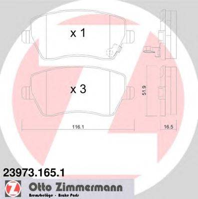 Комплект тормозных колодок, дисковый тормоз ZIMMERMANN 23973