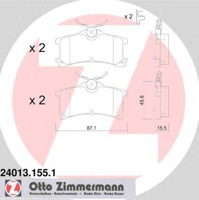 Комплект тормозных колодок, дисковый тормоз ZIMMERMANN 24013