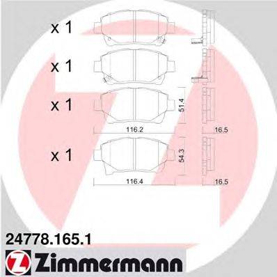 Комплект тормозных колодок, дисковый тормоз ZIMMERMANN 24781