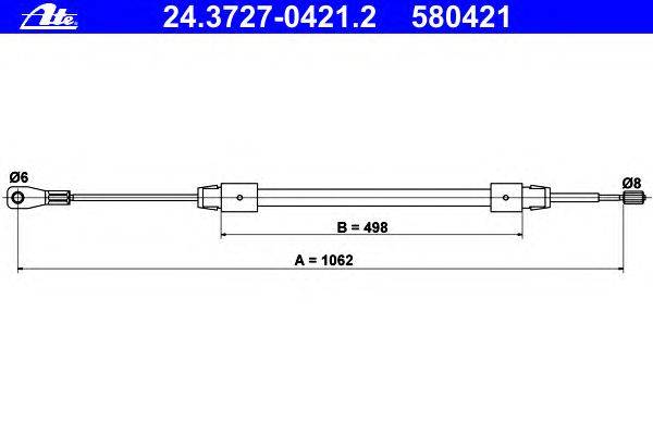 Трос, стояночная тормозная система ATE 24.3727-0421.2