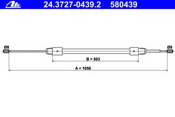 Трос, стояночная тормозная система ATE 24.3727-0439.2