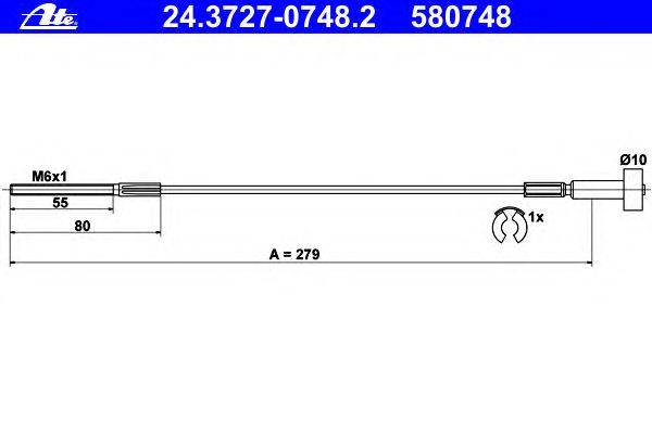 Трос, стояночная тормозная система ATE 24.3727-0748.2