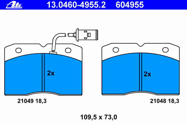 Комплект тормозных колодок, дисковый тормоз ATE 13.0460-4955.2