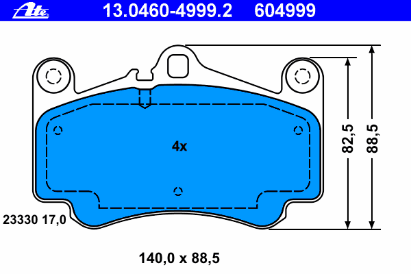 Комплект тормозных колодок, дисковый тормоз ATE 23330