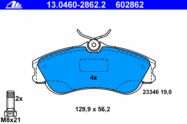 Комплект тормозных колодок, дисковый тормоз ATE 13046028622
