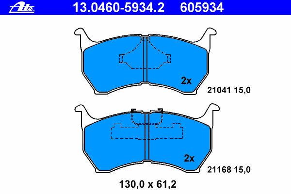 Комплект тормозных колодок, дисковый тормоз ATE 13.0460-5934.2
