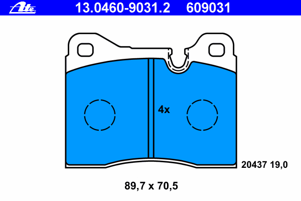 Комплект тормозных колодок, дисковый тормоз ATE 20437