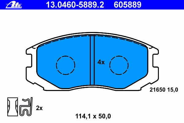 Комплект тормозных колодок, дисковый тормоз ATE 13.0460-5889.2