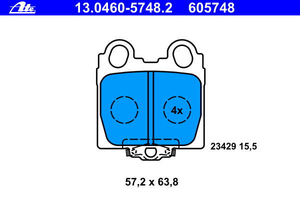Комплект тормозных колодок, дисковый тормоз ATE 13.0460-5748.2