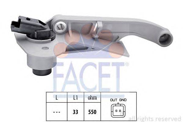 Датчик импульсов; Датчик импульсов, маховик; Датчик частоты вращения, управление двигателем; Датчик, положение распределительного вала; Датчик частоты вращения, автоматическая коробка передач FACET 90176