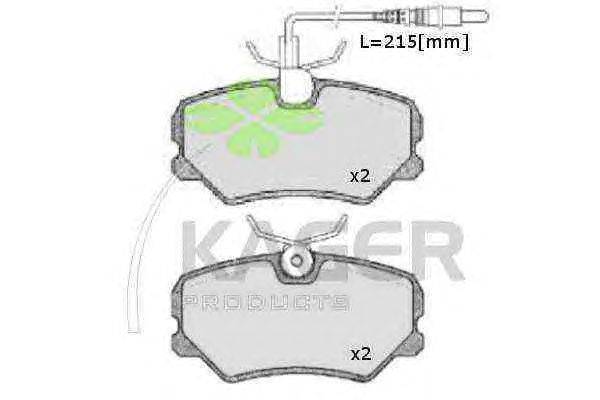Комплект тормозных колодок, дисковый тормоз KAGER 35-0027
