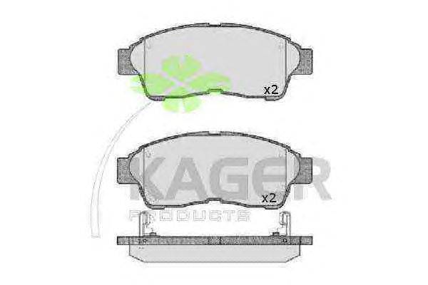 Комплект тормозных колодок, дисковый тормоз KAGER 21603