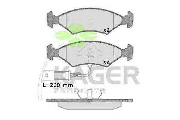 Комплект тормозных колодок, дисковый тормоз KAGER 20783