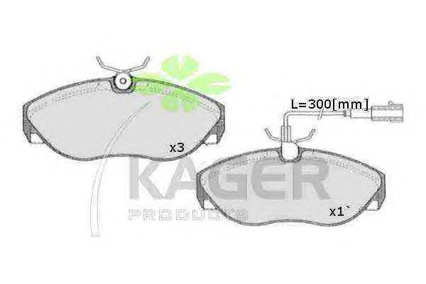 Комплект тормозных колодок, дисковый тормоз KAGER 23602