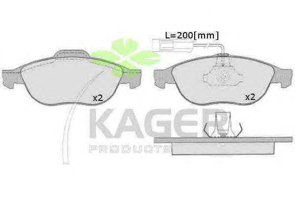 Комплект тормозных колодок, дисковый тормоз KAGER 35-0643