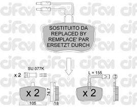 Комплект тормозных колодок, дисковый тормоз CIFAM 822-016-4
