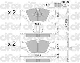Комплект тормозных колодок, дисковый тормоз CIFAM 822-312-0K