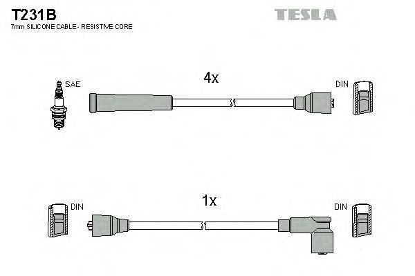 Комплект проводов зажигания TESLA T231B