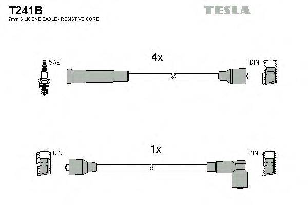 Комплект проводов зажигания TESLA T241B