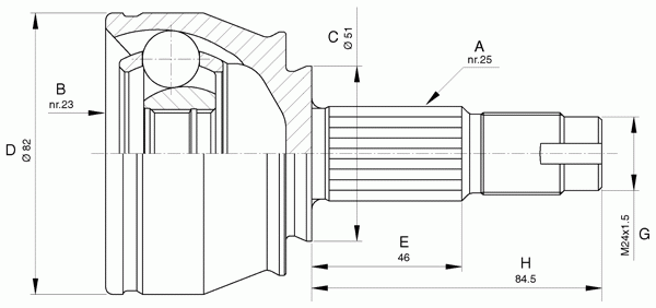 Шарнирный комплект, приводной вал OPEN PARTS CVJ5651.10