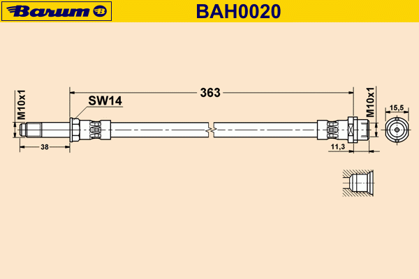 Тормозной шланг BARUM BAH0020