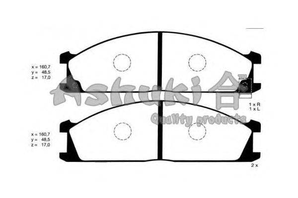Комплект тормозных колодок, дисковый тормоз ASHUKI N009-55