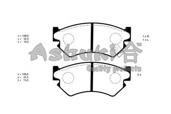 Комплект тормозных колодок, дисковый тормоз ASHUKI S01112J