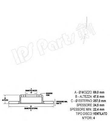 Тормозной диск IPS Parts IBT-1K21