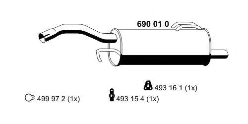 Глушитель выхлопных газов конечный ERNST 690010