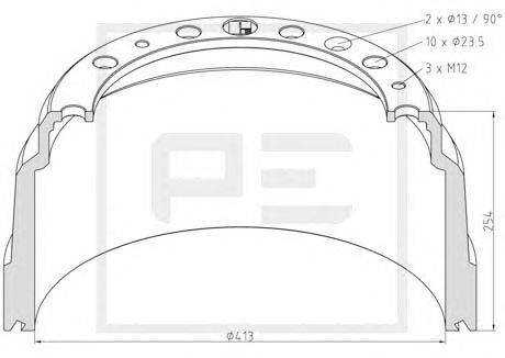 Тормозной барабан PE Automotive 126.068-00A