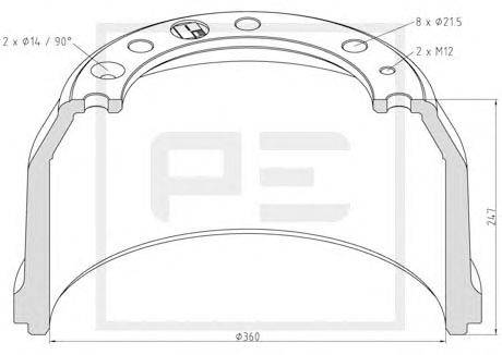 Тормозной барабан PE Automotive 146.089-00A