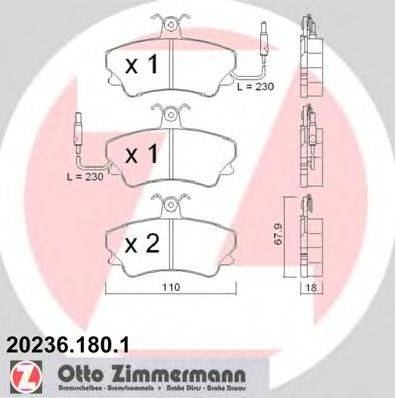 Комплект тормозных колодок, дисковый тормоз ZIMMERMANN 20236.180.1