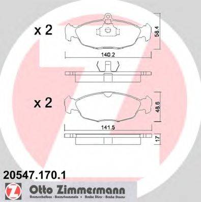 Комплект тормозных колодок, дисковый тормоз ZIMMERMANN 20547