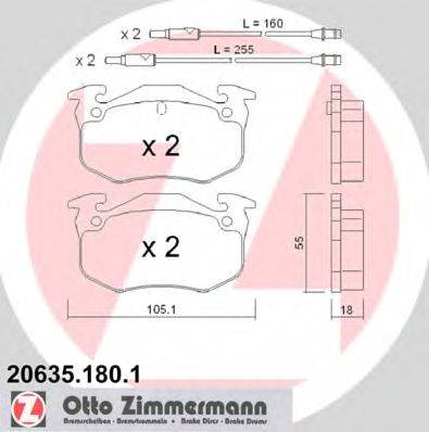 Комплект тормозных колодок, дисковый тормоз ZIMMERMANN 20635