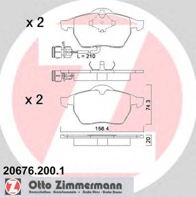 Комплект тормозных колодок, дисковый тормоз ZIMMERMANN 206762001